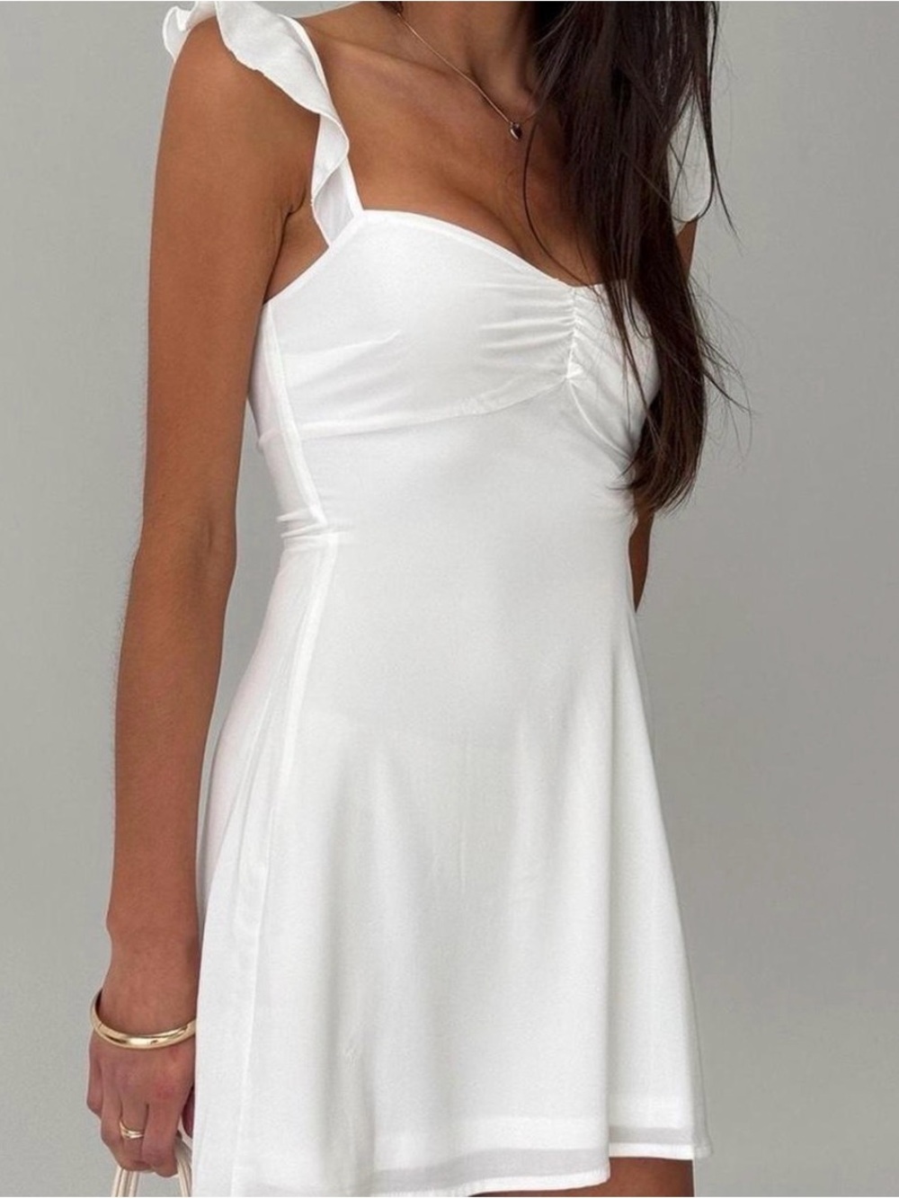 Princess Polly White Ruffle-Strap Mini Dress